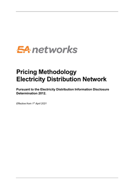 Pricing Methodology Electricity Distribution Network