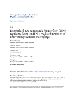 Regulatory Factor 1 in IFN-Î³-Mediated Inhibition of Norovirus Replication