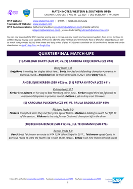 Quarterfinal Match-Ups