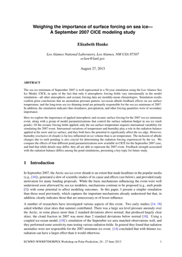 Weighing the Importance of Surface Forcing on Sea Ice— a September 2007 CICE Modeling Study