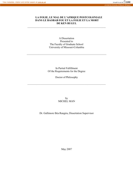 La Folie, Le Mal De L'afrique Postcoloniale