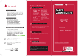 Tarifs, Abonnements