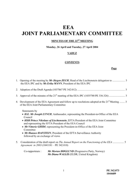 Eea Joint Parliamentary Committee