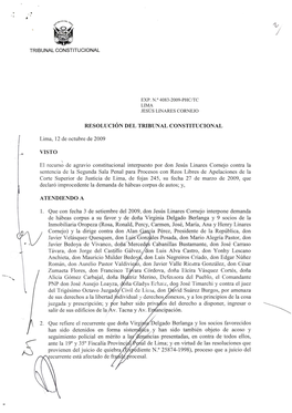 • RESOLUCIÓN DEL TRIBUNAL CONSTITUCIONAL Lima, 12 De