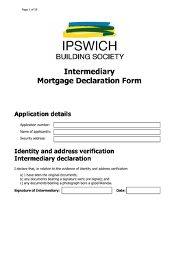 Intermediary Mortgage Declaration Form