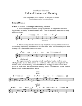 Dalcroze's Rules of Nuance and Phrasing