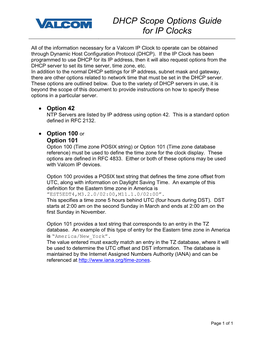 DHCP Scope Options Guide for IP Clocks