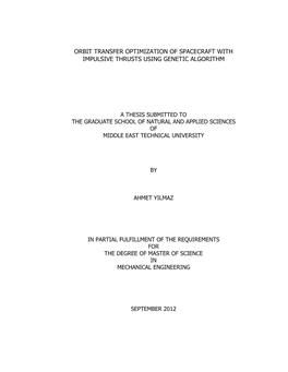 Orbit Transfer Optimization of Spacecraft with Impulsive Thrusts Using Genetic Algorithm