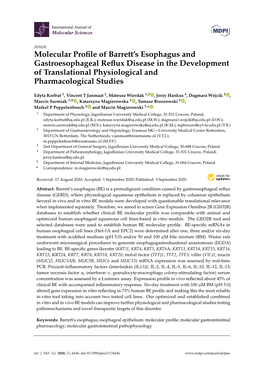 Molecular Profile of Barrett's Esophagus and Gastroesophageal