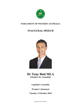 Dr Tony Buti MLA (Member for Armadale)