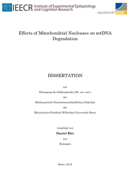 Effects of Mitochondrial Nucleases on Mt DNA Degradation