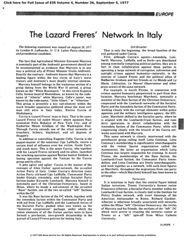 The Lazard Frères' Network in Italy