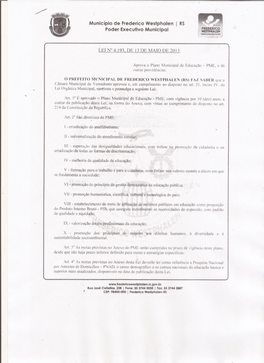 Município De Frederico Westphalen – Rs Secretaria Municipal Da Educação E Cultura – Smec Conselho Municipal De Educação – Cme/Fw