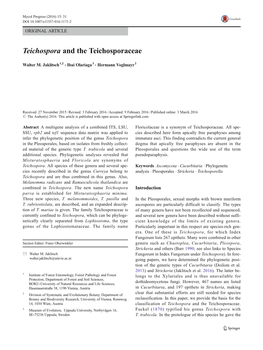 Teichospora and the Teichosporaceae