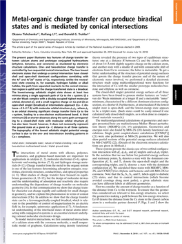 Metal-Organic Charge Transfer Can Produce Biradical States and Is Mediated by Conical Intersections