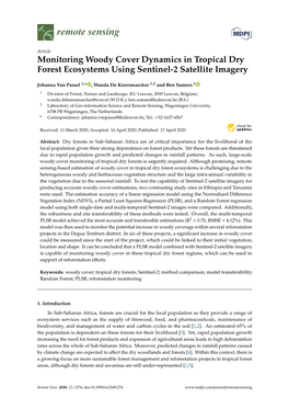 Monitoring Woody Cover Dynamics in Tropical Dry Forest Ecosystems Using Sentinel-2 Satellite Imagery