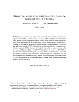 Opposition Media and Political Accountability: Evidence from Venezuela