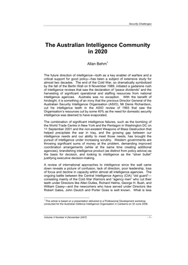 The Australian Intelligence Community in 2020
