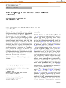 Pollen Morphology in Tribe Dicomeae Panero and Funk (Asteraceae)