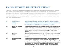 Pan Am Records Series Descriptions