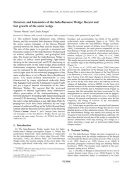 Structure and Kinematics of the Indo-Burmese Wedge: Recent and Fast Growth of the Outer Wedge