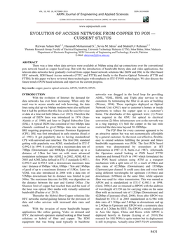 Evolution of Access Network from Copper to Pon — Current Status