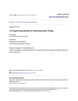 A Programming Model for Internetworked Things