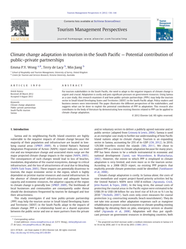 Climate Change Adaptation in Tourism in the South Pacific ﾗ Potential Contribution of Publicﾖprivate Partnerships