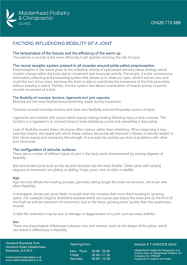 Factors Influencing Mobility of a Joint