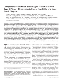 Comprehensive Mutation Screening in 55 Probands with Type 1 Primary Hyperoxaluria Shows Feasibility of a Gene- Based Diagnosis