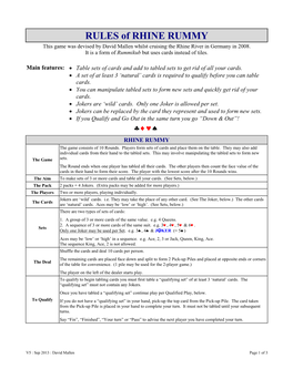 Rhine Rummy Rules