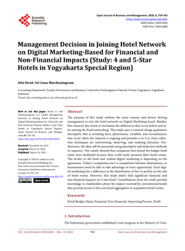 Management Decision in Joining Hotel Network on Digital Marketing