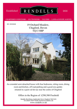 19 Orchard Meadow, Chagford, Devon TQ13 8BP