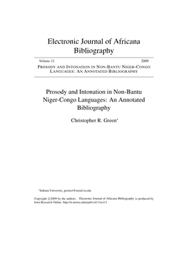 Prosody and Intonation in Non-Bantu Niger-Congo Languages: an Annotated Bibliography