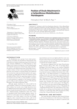 Position of Ovule Attachment in a Carboniferous Medullosalean Pteridosperm