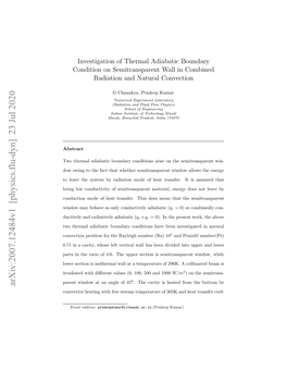 Investigation of Thermal Adiabatic Boundary Condition on Semitransparent Wall in Combined Radiation and Natural Convection