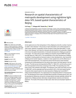 Research on Spatial Characteristics of Metropolis Development Using Nighttime Light Data: NTL Based Spatial Characteristics of Beijing