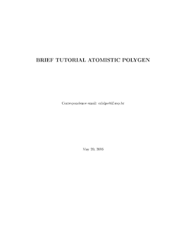 Brief Tutorial Atomistic Polygen