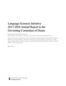 Language Sciences Initiative 2017-2018 Annual Report to the Governing Committee of Deans