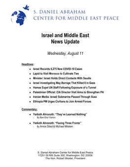 Israel and Middle East News Update