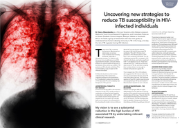 Uncovering New Strategies to Reduce TB Susceptibility in HIV- Infected Individuals