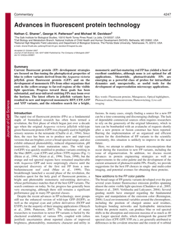 Advances in Fluorescent Protein Technology