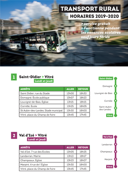 TRANSPORT RURAL HORAIRES 2019-2020 > Service Gratuit > Fonctionne Pendant