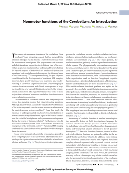 Nonmotor Functions of the Cerebellum: an Introduction