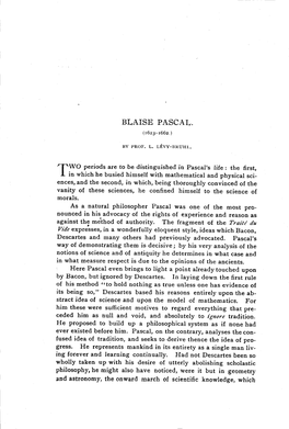 Blaise Pascal. (1623-1662). His Religious Philosophy. with Three