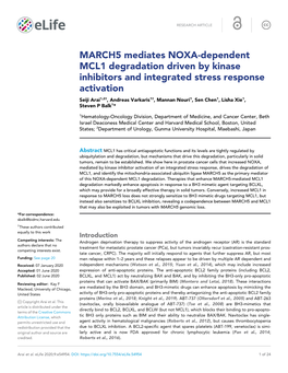 MARCH5 Mediates NOXA-Dependent MCL1 Degradation Driven by Kinase