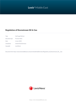Regulation of Downstream Oil &