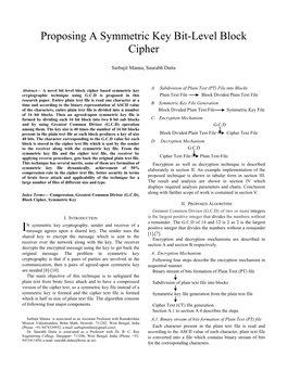 Proposing a Symmetric Key Bit-Level Block Cipher