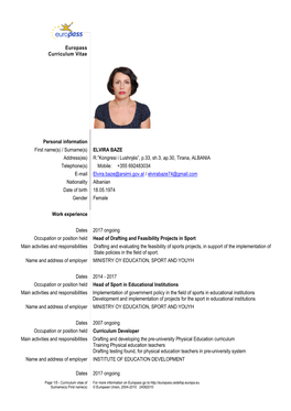 Europass Curriculum Vitae