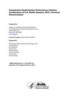 Compendium of US Health Systems, 2016, Technical Documentation